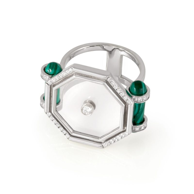 Transparent Amulet Hexagon Cocktail Ring