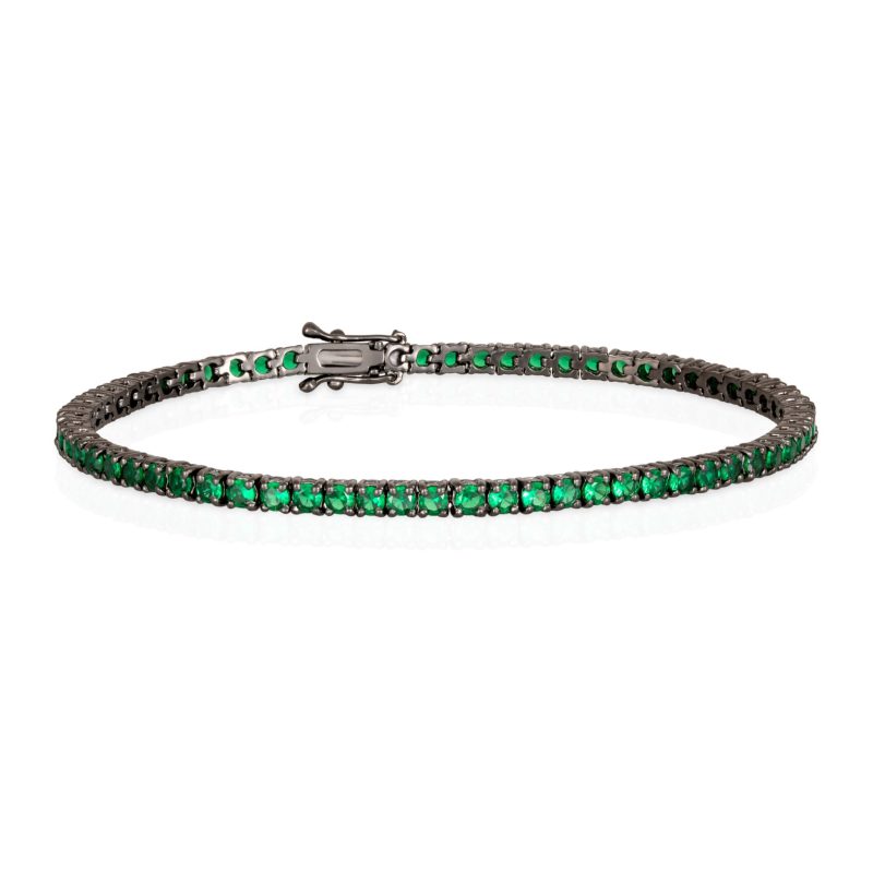 Green Tennis Bracelet - Gold