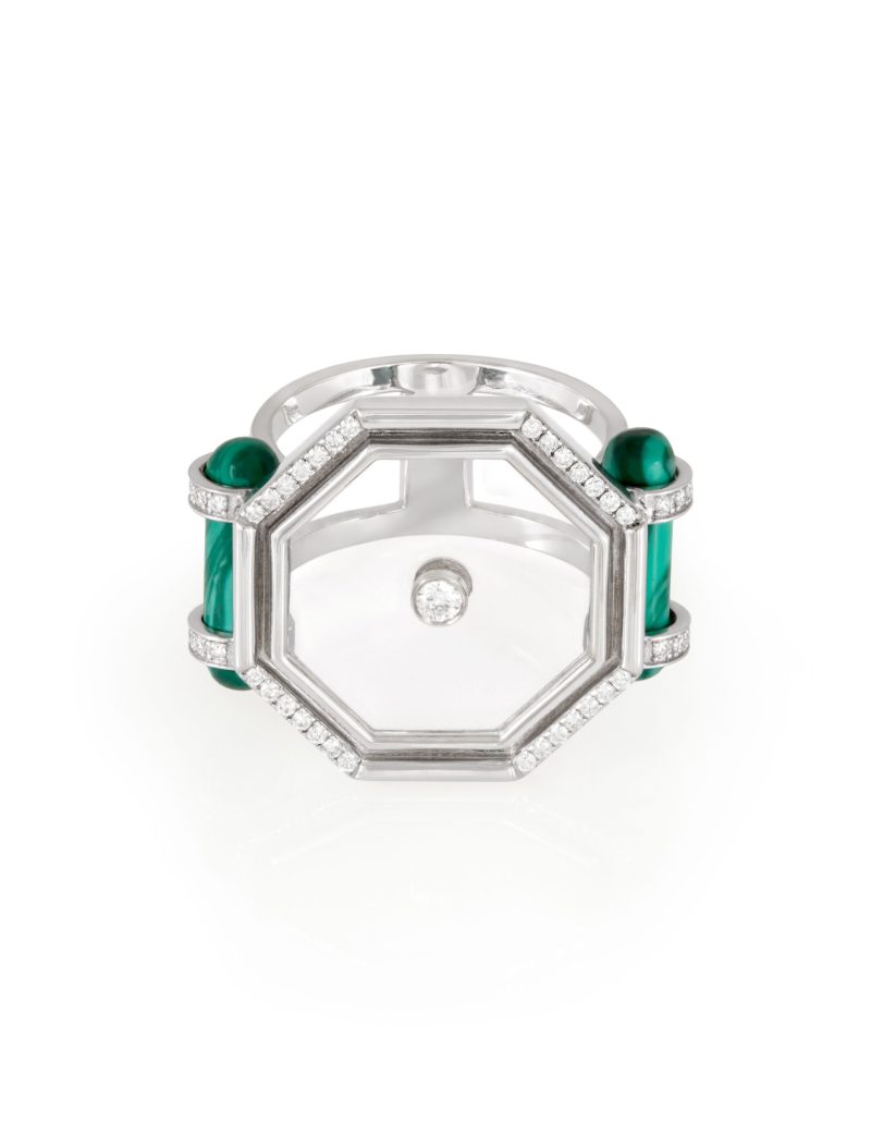 Transparent Amulet Hexagon Cocktail Ring
