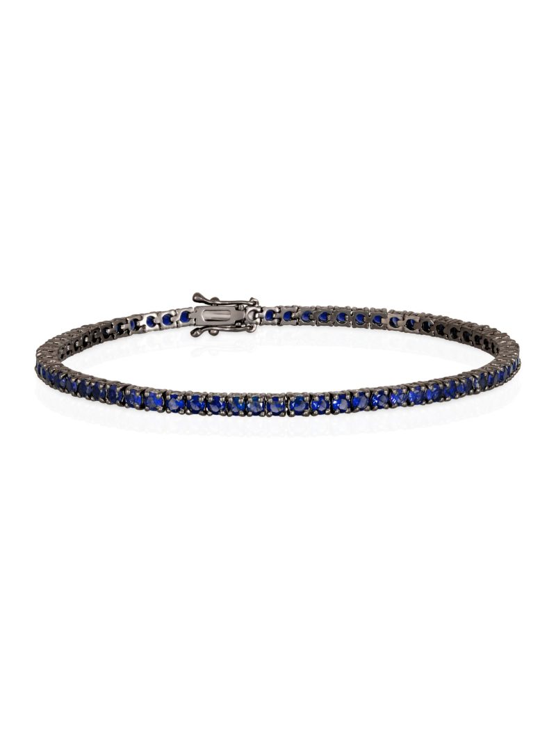 Blue Tennis Bracelet - Gold