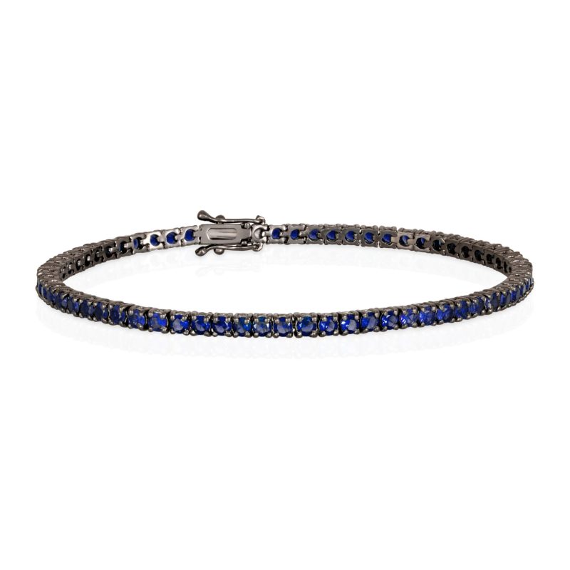 Blue Tennis Bracelet - Gold