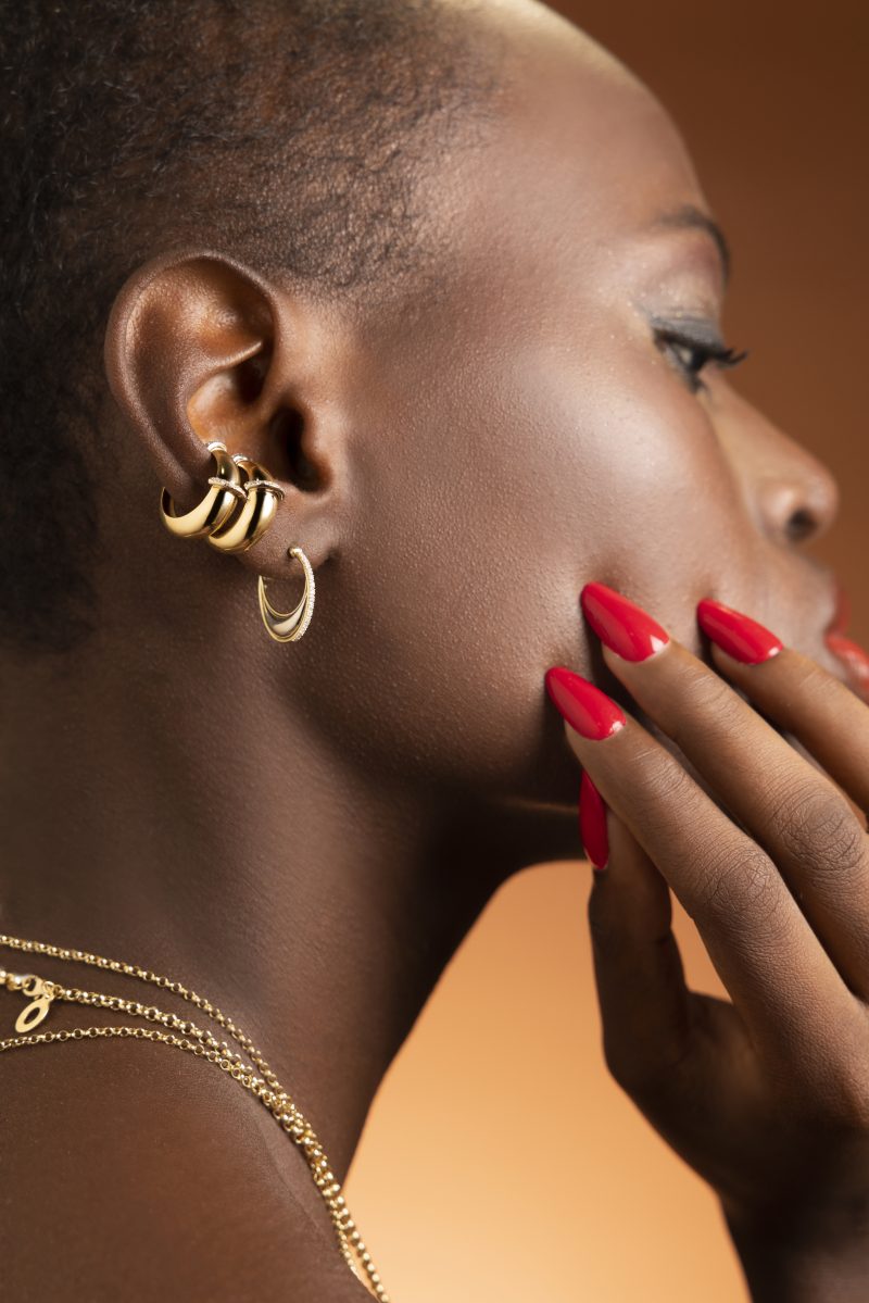 Gold Bloop Moon Earrings