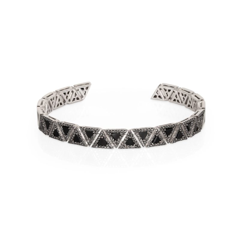 Geometric Triangle Bangle - Silver