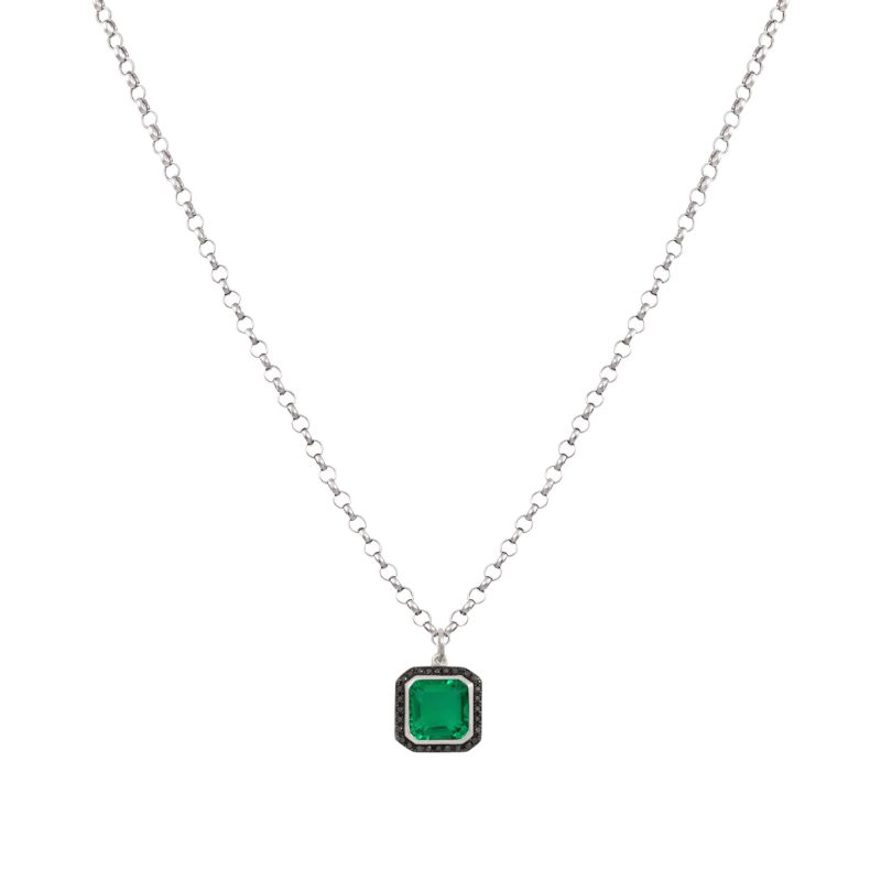 Green Square Gold Necklace