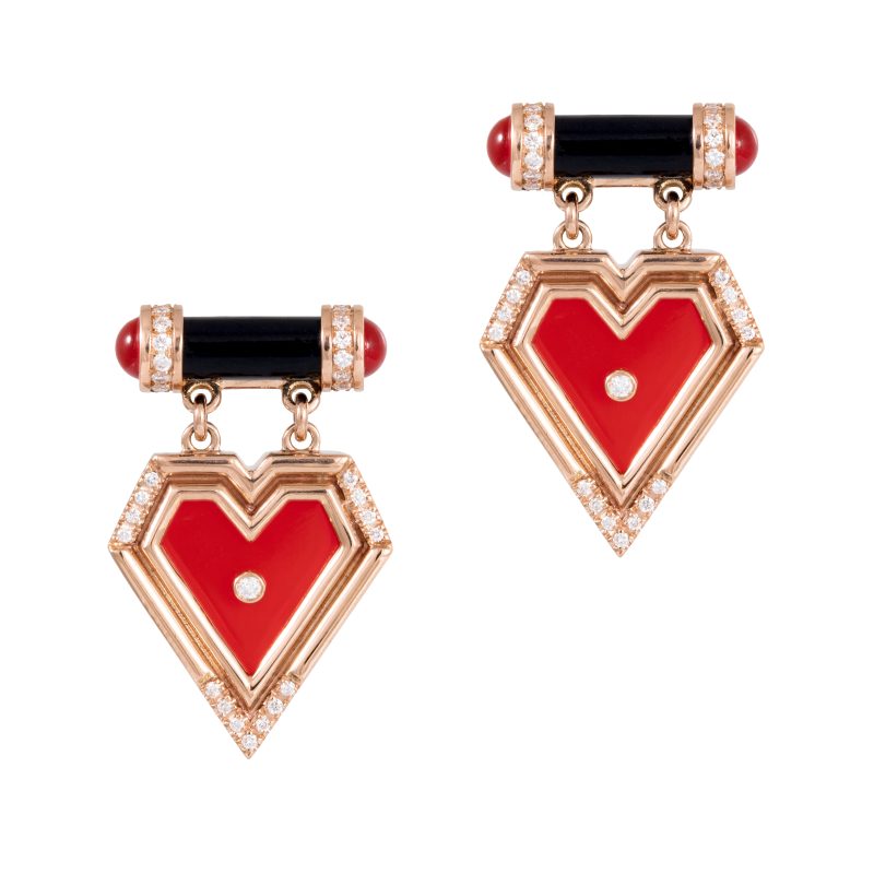 Amulet Pillar Heart Earrings