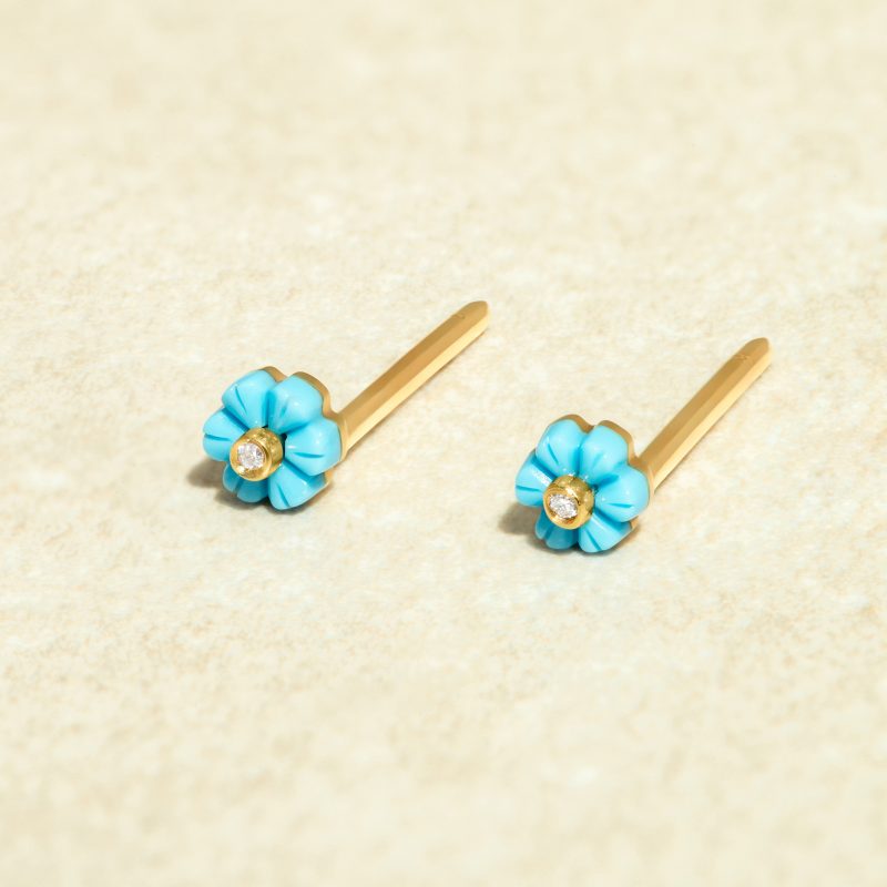 Earring Tableau Small Flower TURQ – Closeup