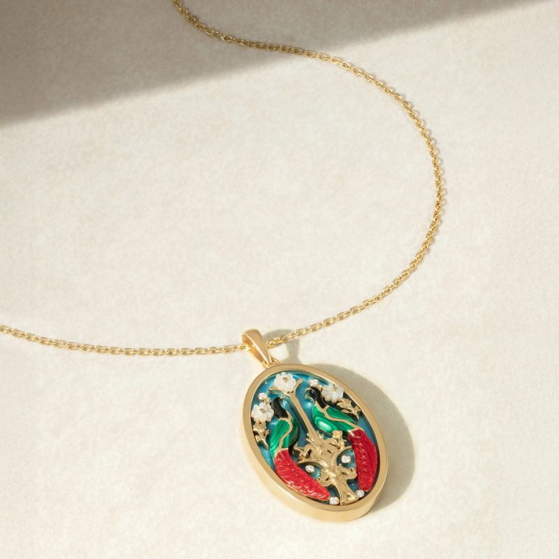 Necklace Rich Kitsch Small New Oval Peacock – Main