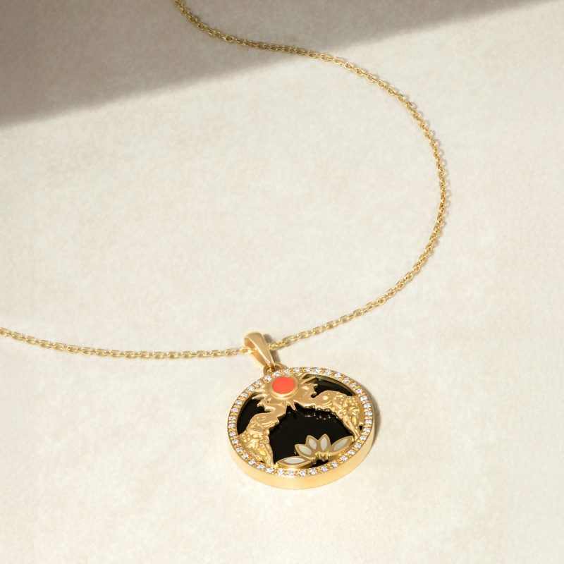 Necklace Tableau Round Elephant Black Onyx – Main