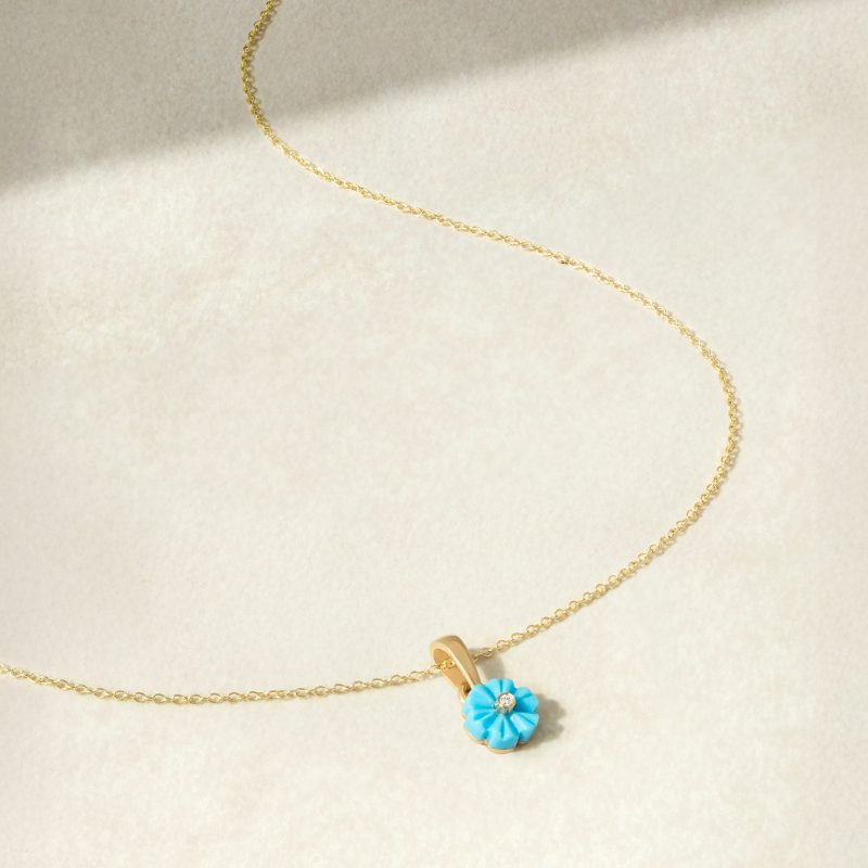 Noahs Arc Garden flower mini necklace turquoise – Main
